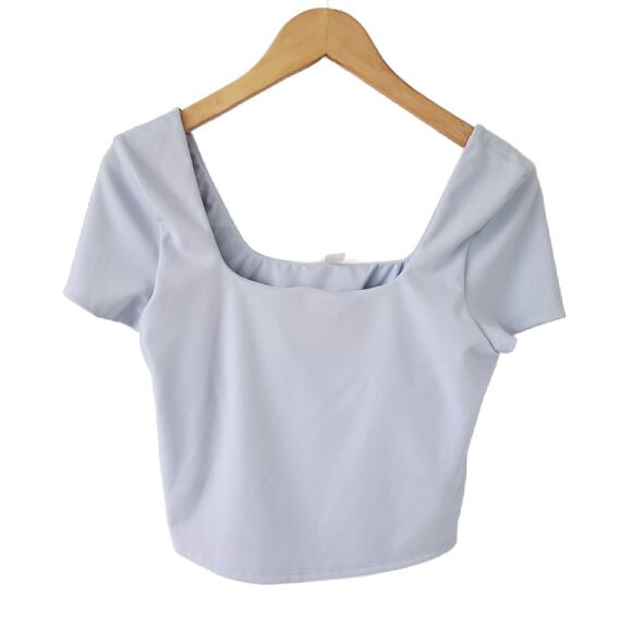 Lululemon Wunder Under SmoothCover Square-Neck T-Shirt Size 10 Starch Blue - Picture 2 of 9